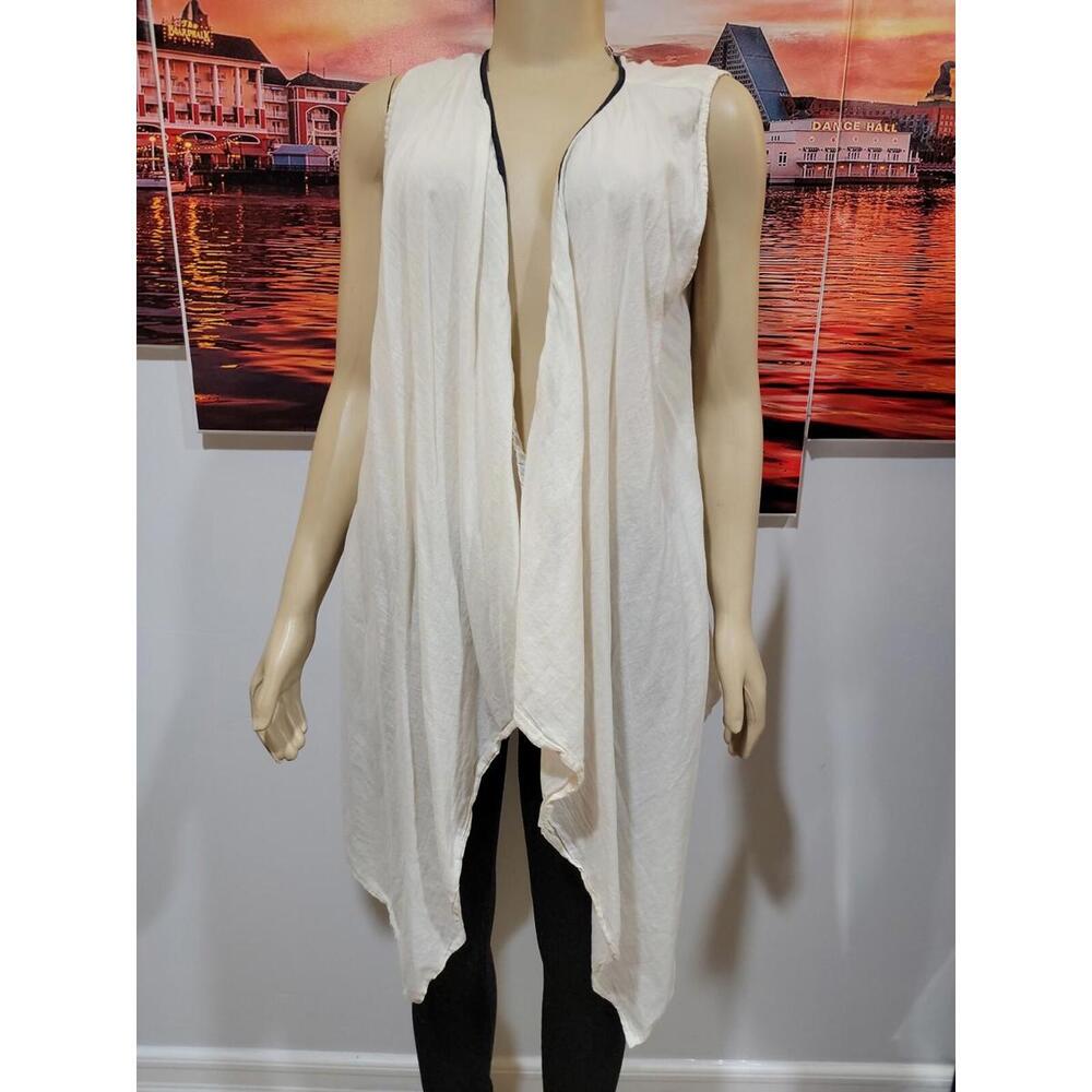 Biba Size 36 Cotton Ivory Women's Open Cape Cardigan #01